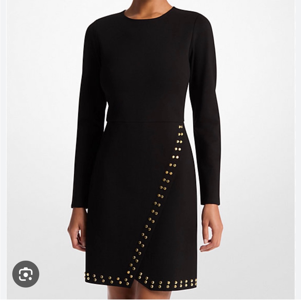 Michael Kors Black Dress with Gold Studs
